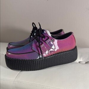 TUK Iridescent Pink and Purple Platform Shoes